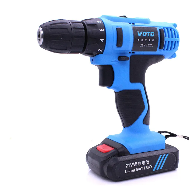 21V Flat Push Rechargeable Hand Electric Drill Multifunctional Household Lithium Electric Drill
