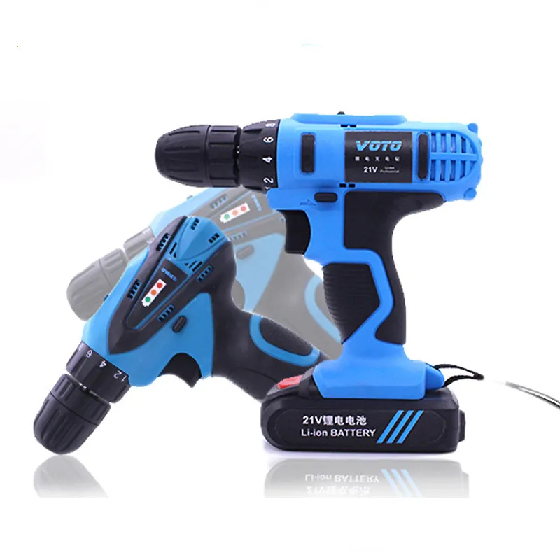 21V Flat Push Rechargeable Hand Electric Drill Multifunctional Household Lithium Electric Drill