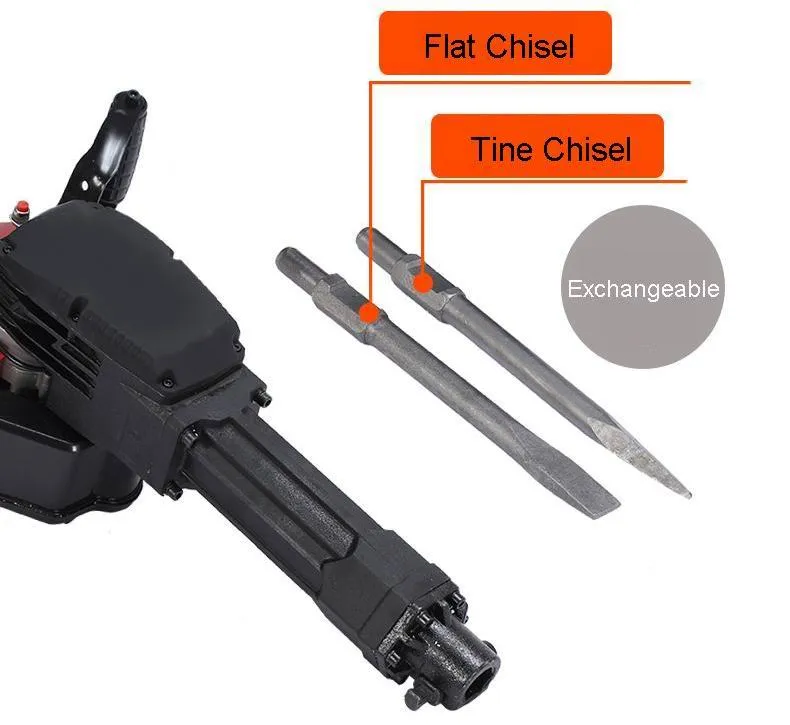 52cc Gas Concrete Hammer Drill Impact Breaker Breaker Gasoline Picks Stone Breaker Pickaxe