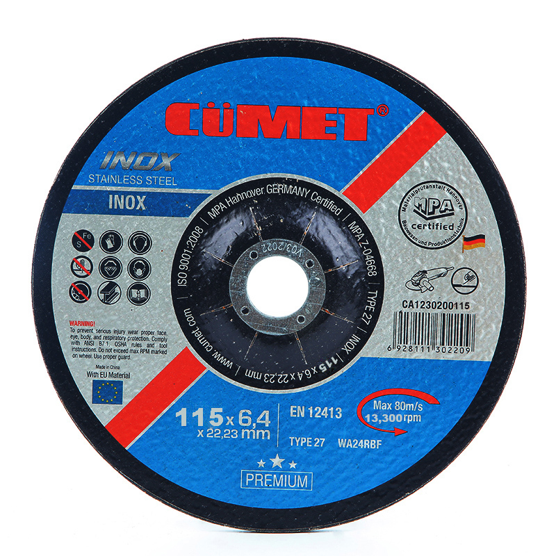 Depressed Centre Grinding Wheels for Inox (115X6.4X22.23) Abrasive with MPa Certificate