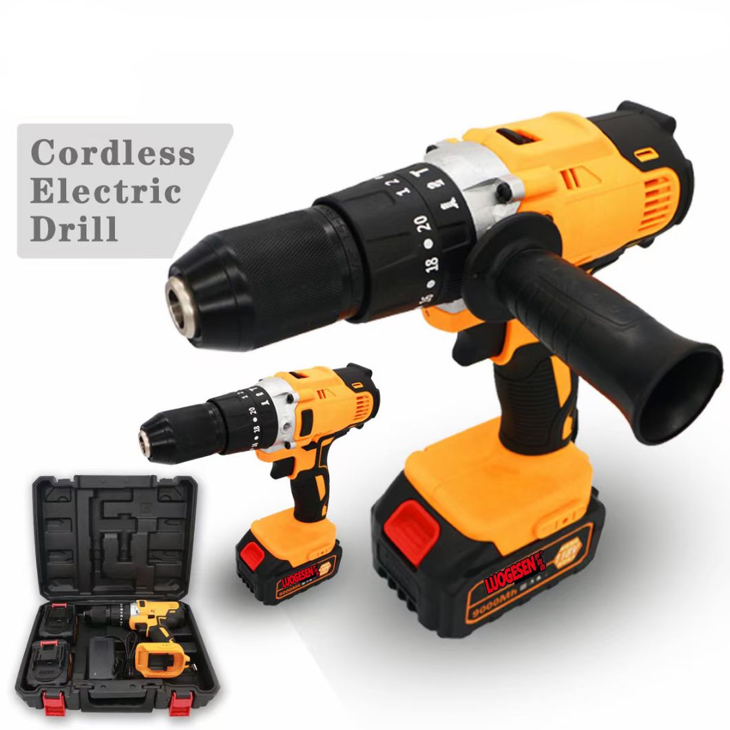 Electric Lithium Battery Wireless Li-ion Cordless Impact Compact Driver Compatible Multiple Function Bohrer Speed Adjustable Hammer Handle Tool Power Drill