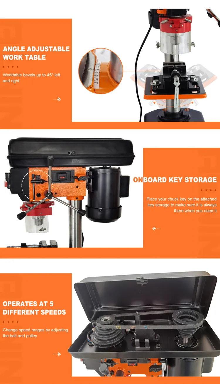 Good Quality 5 Speed CE 230V 250W 13mm Drill Press Machine with Laser