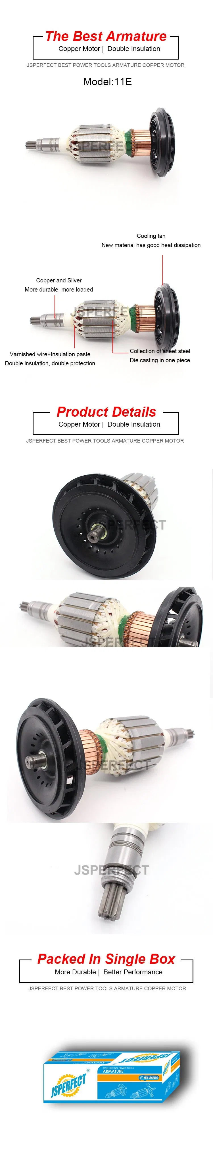 High Quality 100% Copper Materials Power Tools Armatures with Full Range Models
