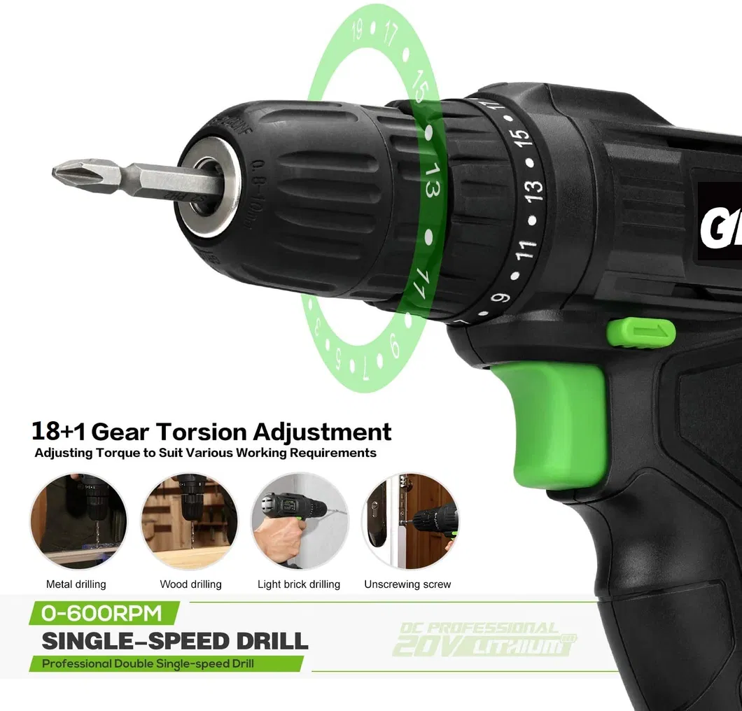 Max 30n. M Toque Greenline Li-ion Battery Cordless/Electric Impact Drill/Screwdriver-Power Tools