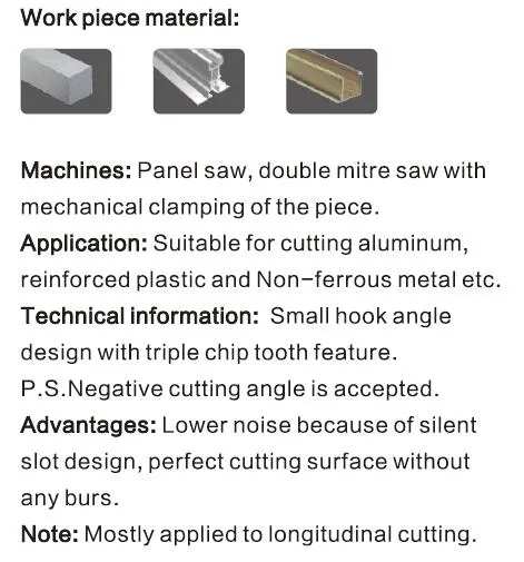 Tct Carbide Tipped Saw Blade for Aluminum Processing