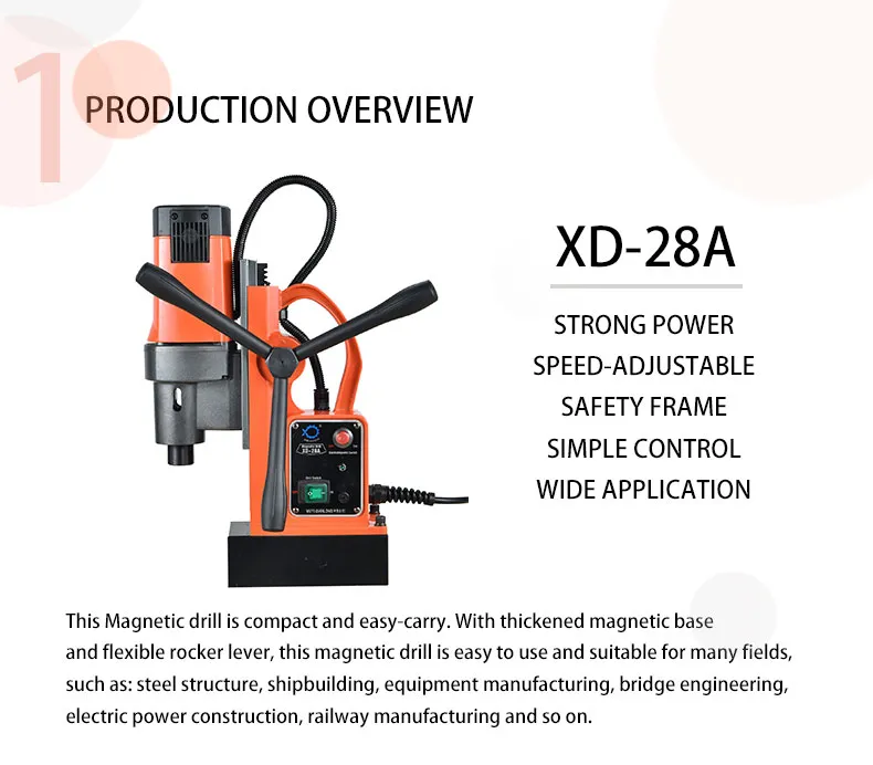 Xd-28A 1500W 28mm Diameter High Speed Magnetic Drill Press