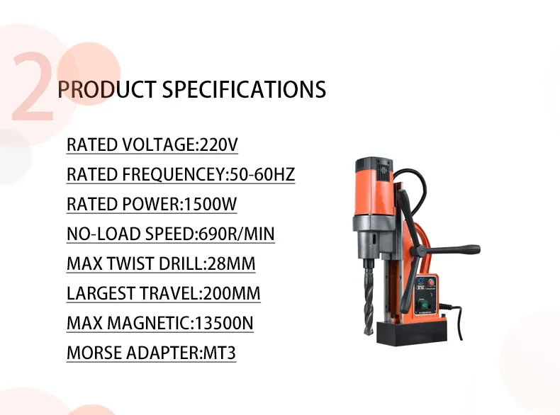 Xd-28A 1500W 28mm Diameter High Speed Magnetic Drill Press