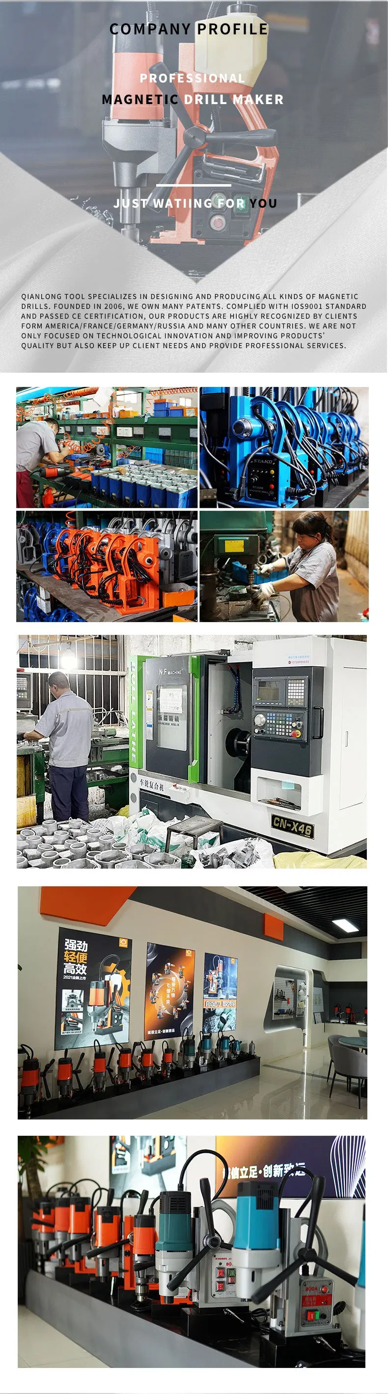 Xd-Zt-50I Electric 70mm Cutting Depth/50mm Dia High Quality 1500W Core Drill Magnetic Drill