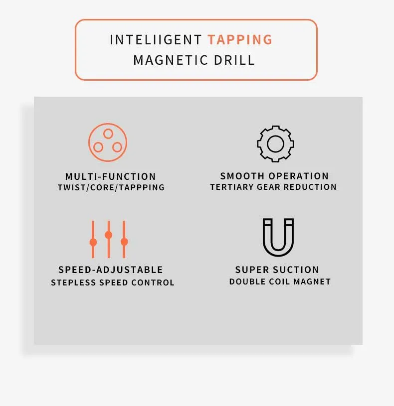 Xd2-T-23c Portable Electric Stepless Speed 100-690rpm 1400W Tapping Magnetic Drill