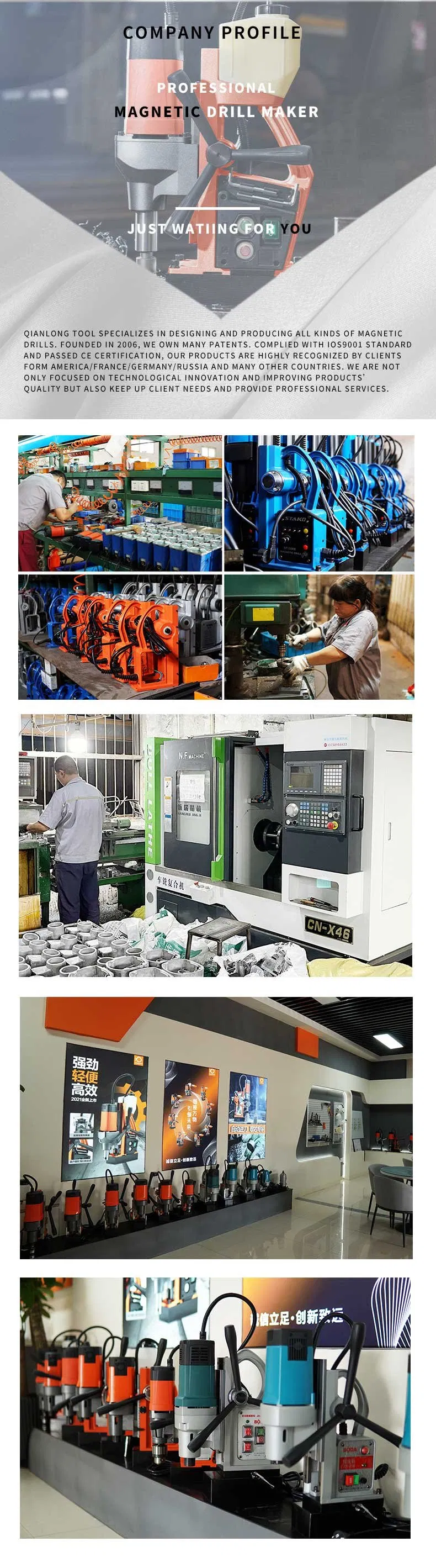 Xd2-T-23c Portable Electric Stepless Speed 100-690rpm 1400W Tapping Magnetic Drill